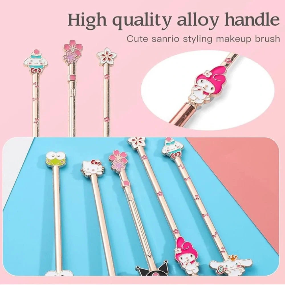 5PCS Hello Kitty & Friends Makeup Brushes Set with Pink Storage Bag